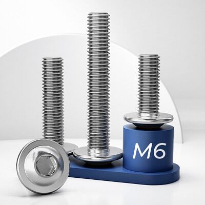 M6 (6mmØ) FLANGED BUTTON HEAD SCREWS ALLEN KEY SOCKET BOLTS A2 STAINLESS STEEL