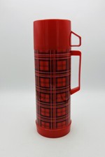 Aladdin Thermos Red and Black Plaid Checkered 1 Quart Vintage Made in USA P45D