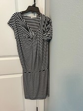 Calvin Klein Women's Navy Blue / White Stripe Dress Size 2