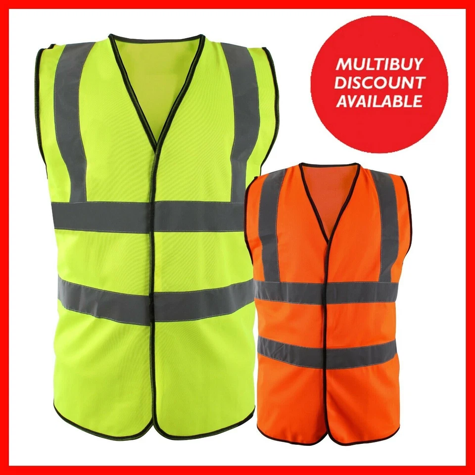 Hi Viz Vest High Vis Safety | YELLOW ORANGE | EN471 Waistcoat Visibility Jacket - Image 2 of 4