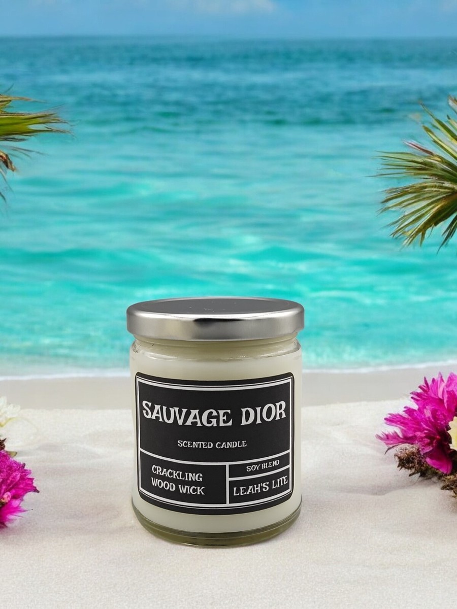 Wood wick * SAUVAGE DIOR FOR MEN TYPE scented * 9oz. * Leah's Lite