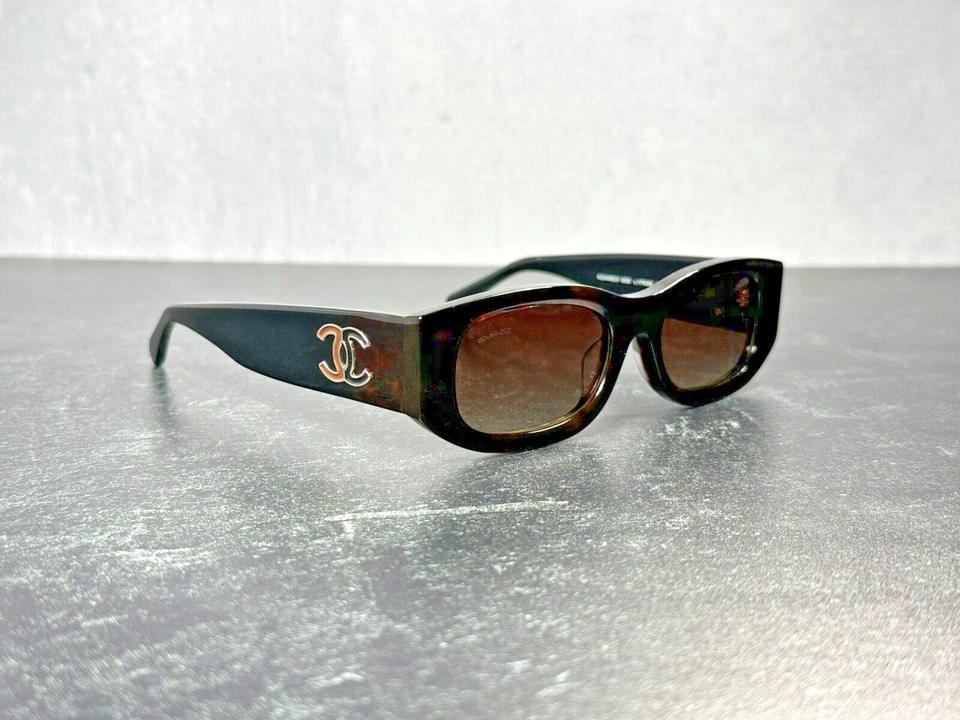 GAFAS DE SOL CHANEL 5525 POLARIZADAS MARRÓN Y NEGRO RECTANGULARES c.1770/S9! ¡SE ENVÍA HOY! Foto 3 de 4