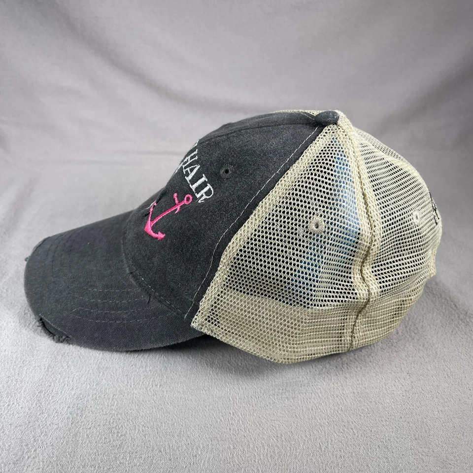 Sombrero para no cuidar el cabello de barco OS gris beige Snapback camionero rosa ancla envejecida Foto 2 de 4