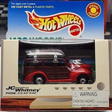 HOT WHEELS L.E. JC WHITNEY PROMOTION RED '40s WOODIE W/SURFBOARDS REAL RIDERS!