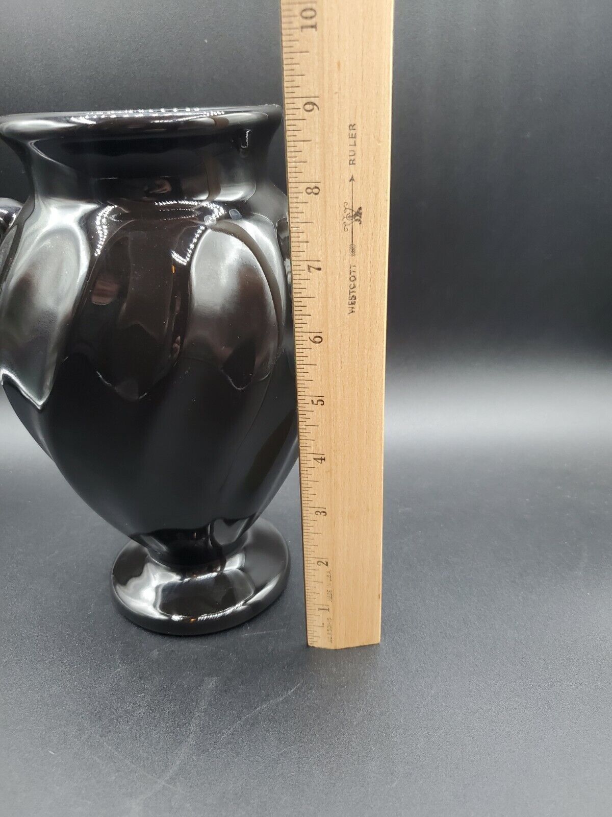 Vintage Black florist Haeger pottery vase 9" Tall