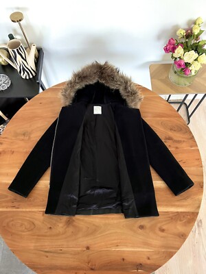 Edle Sandro Paris Jacke, schwarz, S-M   wie neu  Pelz, bequem
