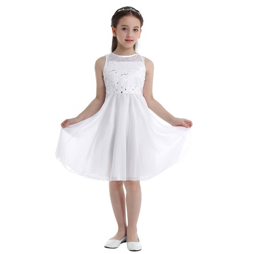 Girls Princess Flower Dress Kids Wedding Bridesmaid Maxi Formal Party Prom Gown - Picture 27 of 51