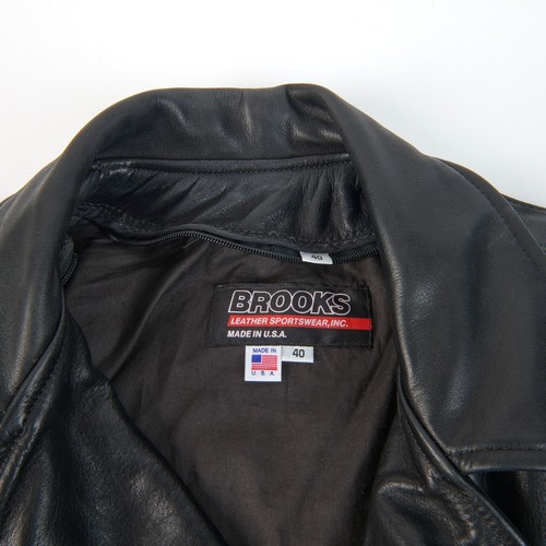 Men’s BLK Double Motorcycle Jacket Brooks MADE IN USA Talon Zipper Sz 40 M MINT! - Picture 20 of 24