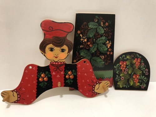 Vintage Russian Matryoshka Babushka Trivet Wall Hanging Doll With Pegs Russia