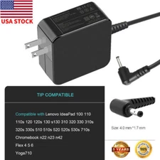 Laptop Charger Adapter Wall AC for Lenovo Ideapad Slim Power 1-14AST-05 81VS