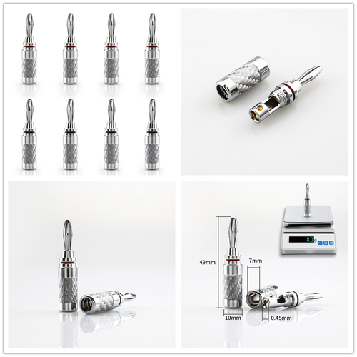 8x Rhodium Plated Banana Plug Carbon Fiber Terminal HIFI Speaker Cable Connector - Picture 5 of 12