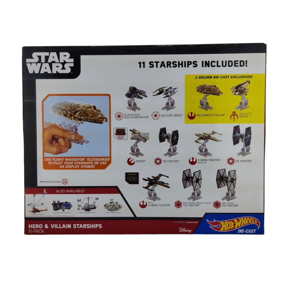 Hot Wheels серия Stars Wars звездолеты герои и злодеи упаковка 11 шт. золотая мишень DGN52 2016 - Изображение 3 из 4