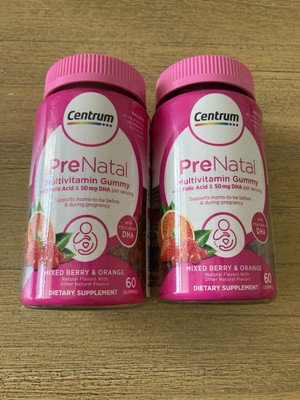 2-Pack Centrum Prenatal Multivitamin Gummy w Folic Acid & 50mg DHA, 60ct (120ct)
