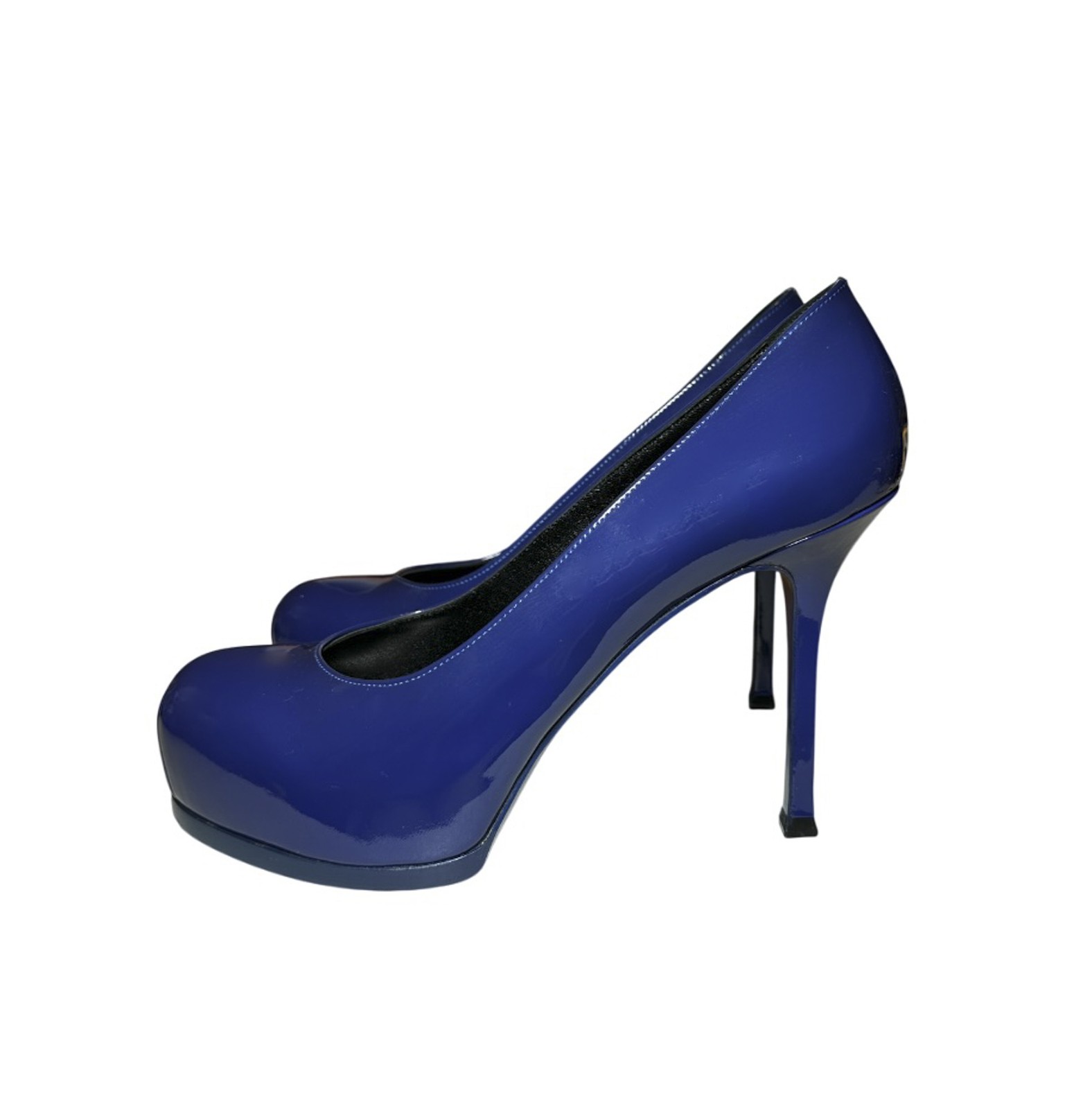 Saint Laurent YSL NUOVO Tribute Tribtoo 80 blu vernice plateau decolte 39