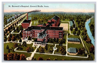 St. Bernards Hospital, Council Bluffs Iowa IA Postcard