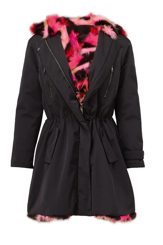 CHAQUETA ABRIGO MUJER GIAMBA PARKA CON CAPUCHA MULTI PIEL SINTÉTICA CON CAPUCHA TALLA S/M OVERSIZE Foto 4 de 4