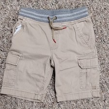 Wonder Nation Boys Cargo Shorts L 10-12 Beige Gray Drawstring