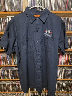 HANK III '' Hellbilly Country '' Vintage Dickies Navy Blue Button Up Work Shirt XL