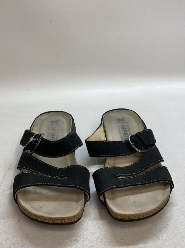 Mephisto Women's Black Nubuck Leather Soft-Air Slide Sandals Size 38