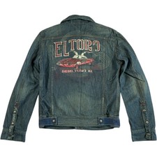 Diesel El Toro Turbo 82 Giacca Denim Uomo Blu Medio Designer Cars Distressed