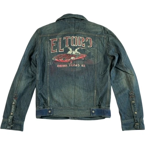 Diesel El Toro Turbo 82 Denim Jacket Men's Medium Blue Y2K Petrolhead Automotive