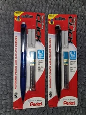 Pentel Twist-Erase Click 0.7mm Mechanical Pencil w/Lead Erasers & Pen NIP~2 Pack