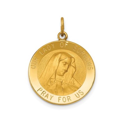 14k Gelbgold massiv Unsere Liebe Frau der Schmerzen Jungfrau Maria katholische Medaille Anhänger