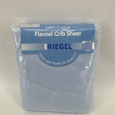 VTG Riegel Baby Blue Flannel Crib Sheet 28 X52 100 Cotton Toddler Vintage NOS