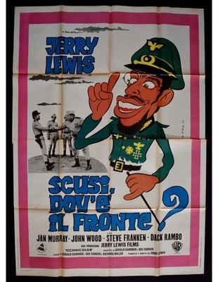 Manifest SCUSI DOV'E' IL FRONTE Original US Komödie Jerry Lewis Poster A387