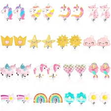 16 Pairs Kids Clip on Earrings for Girls Cute Unicorn Mermaid Non Images