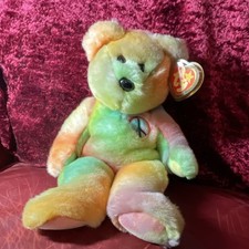 Ty Beanie Babies Peace Bear Retired Original Tie-Dye Plush with Hang Tag