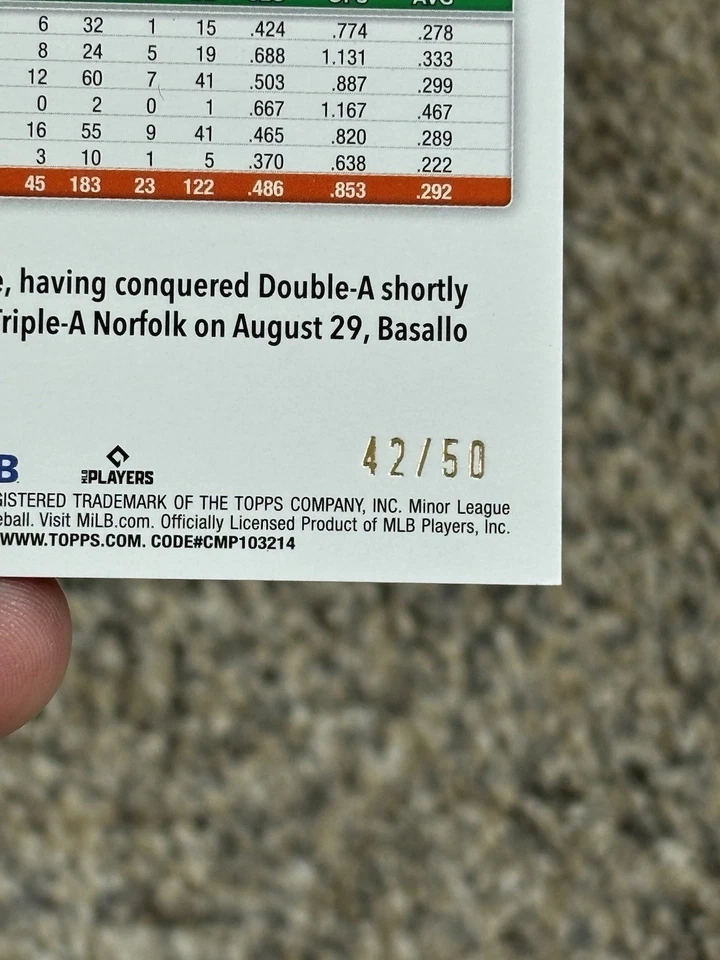 Samuel Basallo Auto /50 Gold Foil PD-170 2025 Topps Pro Debut - Image 3 of 3