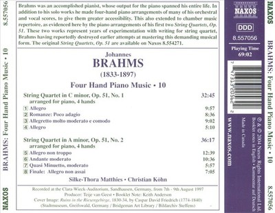 CHRISTIAN KOHN / SILKE-THORA MATTHIES BRAHMS: FOUR HAND PIANO MUSIC, VOL. 10 NEW