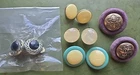 Lot Of 5 VTG Clip On Earrings Costume Jewelry Circle Button Gold Silver Tone