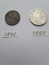 due monete Umberto 1° una da 2 centesimi del 1898 + 1 Lira argento del 1867 BB 