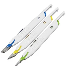 TIDI Retractable Utility Knife, Blade Sizes 10, 11A, and 15 (Pack of 3) ― Sta...