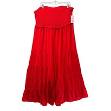 Wild Fable Red Smocked Strapless Tiered Maxi Dress XL New With Tags