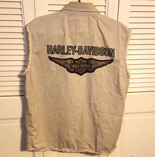 2011 Beige Denim Collection Harley Davidson Vest Men s Size L Motorcycle