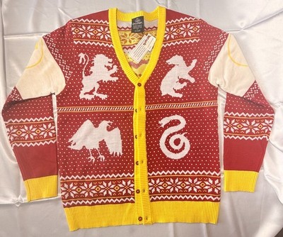 Harry Potter Hogwarts Christmas Cardigan Sweater Gryffindor NWT Size Small