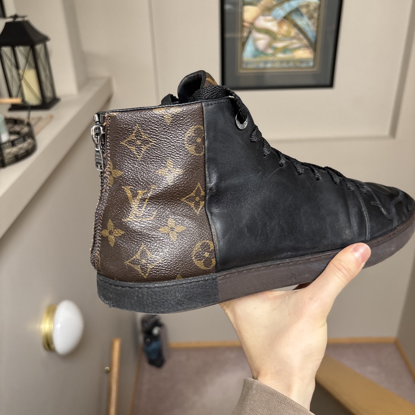 Louis Vuitton Split Monogram Leather High Top Sne… - image 3