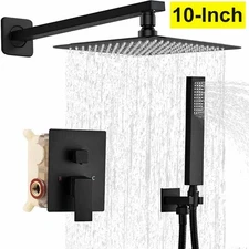 10 Inch Shower Faucet Set Rainfall Shower Head Combo System with Mixer Valve Kit