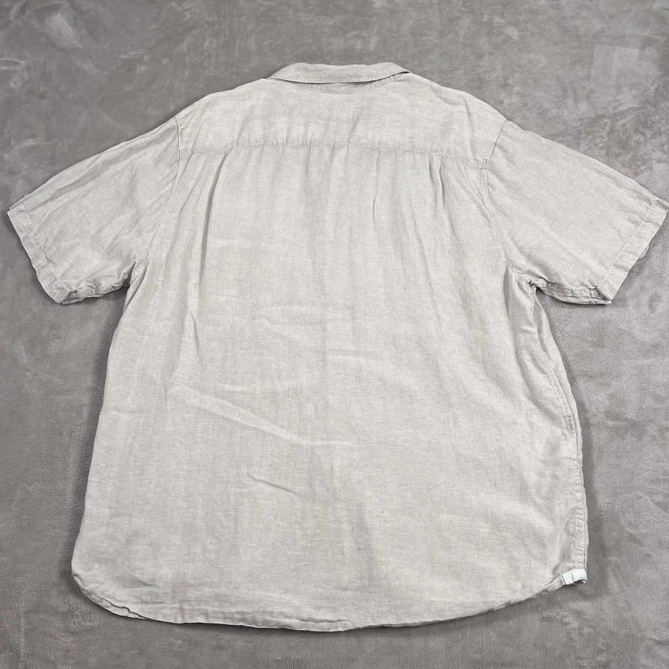 Tommy Bahama Shirt Mens Extra Large XL Beige Button Up Short Sleeve 100% Linen - Image 4 of 4
