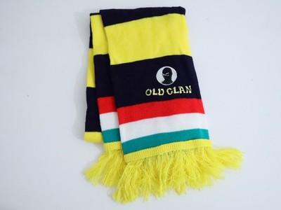 Milan Old Clan gestreifter Strickschal gelb Fransen gesticktes Logo