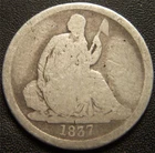 1837 Seated Liberty Dime - Large Date No Stars - Majority Major Details Outlined