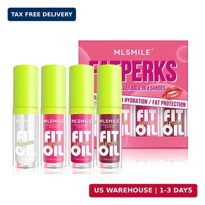 Hydrating Fat Lip Oil Gloss Set, 4pcs Non-Sticky Moisturizing Smooth Glossy Fini