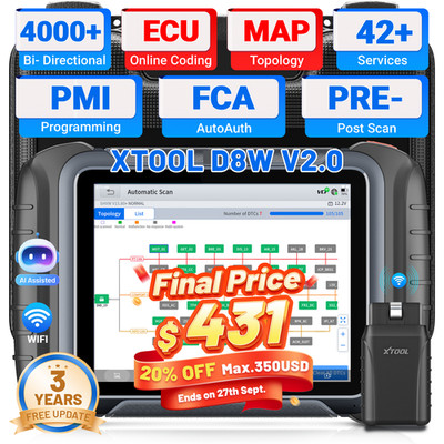 USED XTOOL D8W V2.0 Bidirectional Diagnostic Tool Auto OBD2 Scanner 42 Reset FCA