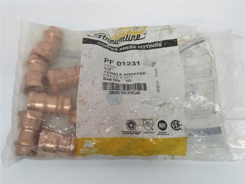Streamline PF01231 , 1/2" Press x 1/2" FPT Copper Female Adapter (PK 10)