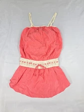Y2K Moda International Pink Babydoll Cami Top Small Lace Fairy Silk Vtg