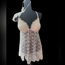    NWT Linea Donatella Lace Babydoll Chemise w/ Matching Thong   Size L