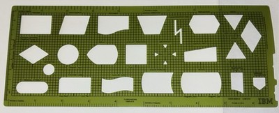 Vintage 10 x 4  Green IBM Flowchart Template GX20-8020-2 Made in USA